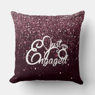 Burgundy Glitter Engagement Romantic Proposal Cushion