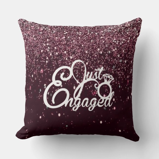 Burgundy Glitter Engagement Romantic Proposal  Cushion (Front)