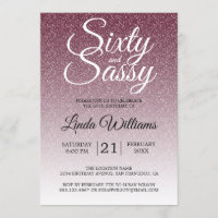 Burgundy Glitter Ombre 60 and Sassy 60th Birthday