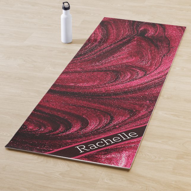 Burgundy Glitter Swirls Yoga Mat (In Situ)