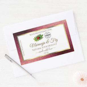 Burgundy Glitter White Product Labels Ladybug Logo