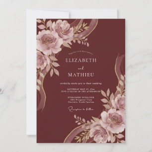 Burgundy Glorious Autumnal Wedding Invitation