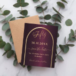 Burgundy gold 50th budget birthday save the date flyer<br><div class="desc">Please note that this Save the date is on flyer paper and very thin. Envelopes are not included. For thicker Save the Date cards (same design) please visit our store. A Save the Date for a 50th birthday party. A burgundy background, decorated with a faux gold arch. Personalise and add...</div>