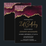 Burgundy Gold Agate 21st Birthday Party Invitation<br><div class="desc">This elegant 21st birthday invitation features a watercolor image of an agate geode in shades of burgundy red with faux gold highlights. The words "21st Birthday" appear in faux gold glitter in decorative modern handwriting font. Customise it with the name of the honoree in gold coloured text and the details...</div>