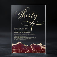 Burgundy Gold Agate 30th Thirty Birthday Party