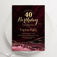 Burgundy Gold Agate 40th Birthday