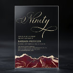 Burgundy Gold Agate 90th Ninety Birthday Party Acrylic Invitations<br><div class="desc">A luxurious and sophisticated 90th birthday invitation featuring a rich burgundy and gold agate design. This invitation blends modern elegance with timeless charm. The deep burgundy tones accented by radiant gold details create a refined and stylish aesthetic,  making it the perfect choice for a memorable and upscale milestone celebration.</div>