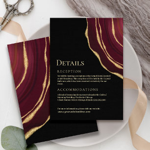 Burgundy gold agate black enclosure card