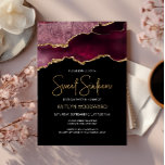 Burgundy Gold Agate Dark Sweet 16 Birthday Party Invitation<br><div class="desc">This trendy Sweet Sixteen birthday invitation features a watercolor image of an agate geode in shades of burgundy with faux gold highlights. The words "Sweet Sixteen" appear in faux gold glitter in decorative modern handwriting font. Customise it with the name of the honoree in gold coloured text and the details...</div>