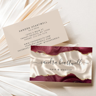 Burgundy Gold Agate Ivory Luxury Business Card