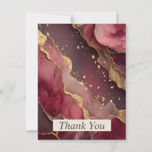 Burgundy & Gold Agate Thank You Card