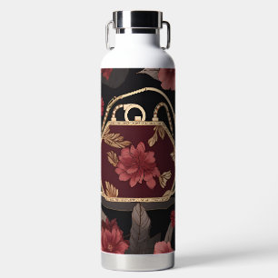 Burgundy Gold AI art  Water Bottle