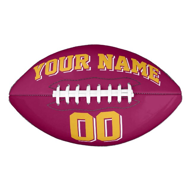 BURGUNDY GOLD AND WHITE Custom Football (Front)