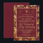 Burgundy & Gold Autumn Leaves Catholic Wedding Invitation<br><div class="desc">This beautiful wedding invitation features a rustic boho chic watercolor background with leaves and foliage in shades of burgundy and gold. The design is simple, traditional and elegant, with formal wording for a catholic ceremony with the guests being invited to a nuptial mass uniting the couple in the sacrament of...</div>