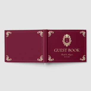 Burgundy Gold Baroque Wedding Guest Book