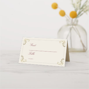 Burgundy Gold Baroque Wedding Place Card