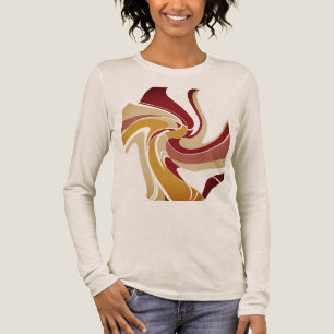Burgundy Gold Beige Swirling Abstract Art Flower Tri-Blend Shirt