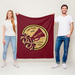 Burgundy Gold Black Personalised Cheer Gifts Cheer Fleece Blanket