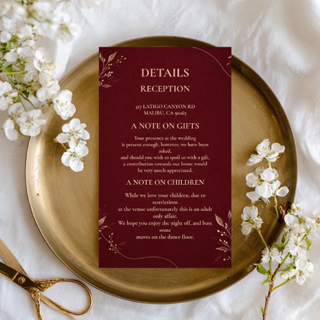 Burgundy Gold Botanical Enclosure Card (Creator Uploaded)