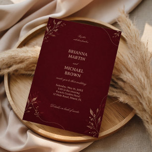Burgundy Gold Botanical Invitation