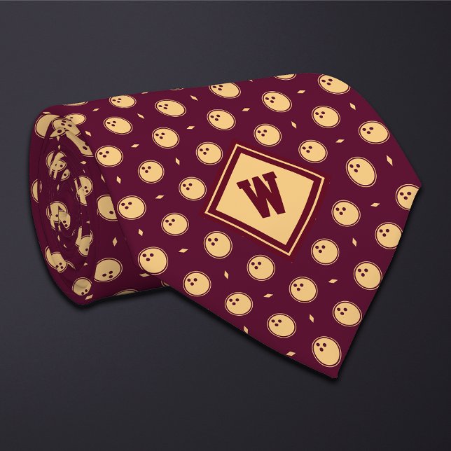 Burgundy Gold Bowling Ball Icon Necktie (Creator Uploaded)