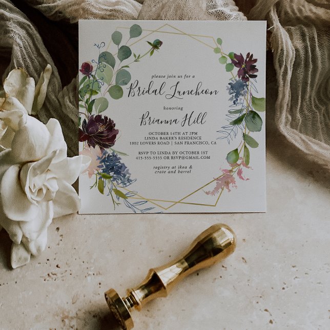 Burgundy Gold Bridal Luncheon Bridal Shower Invitation (Creator Uploaded)