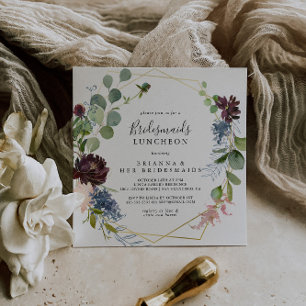 Burgundy Gold Bridesmaids Luncheon Shower Invitation