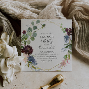 Burgundy Gold Brunch and Bubbly Bridal Shower Invitation