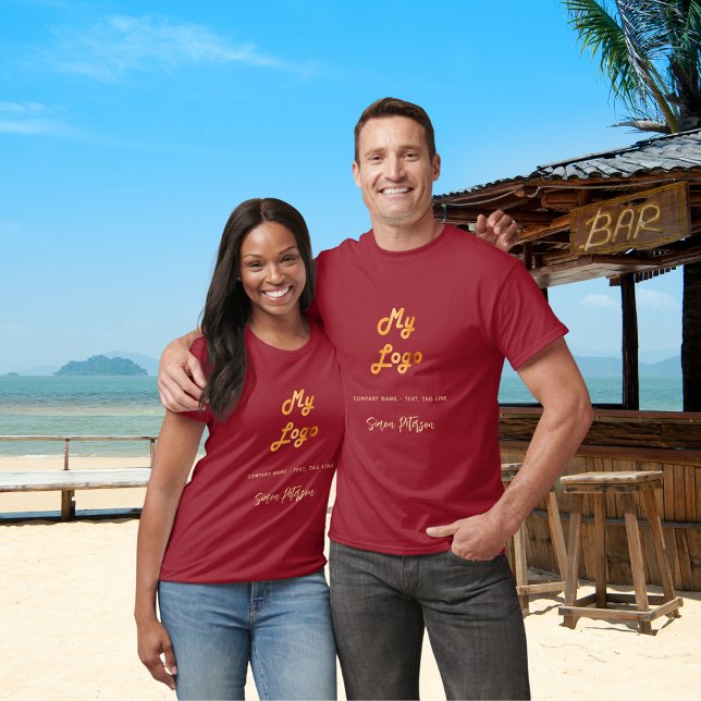 Burgundy gold business logo name signature T-Shirt (Creator Uploaded)