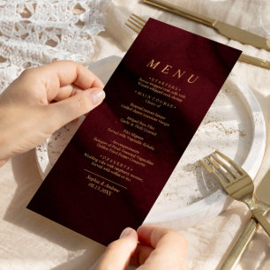 Burgundy & Gold Calligraphy Wedding Menu