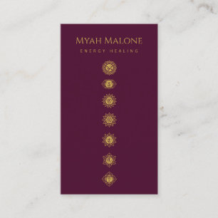 burgundy & Gold Chakra Energy Healer Business Card