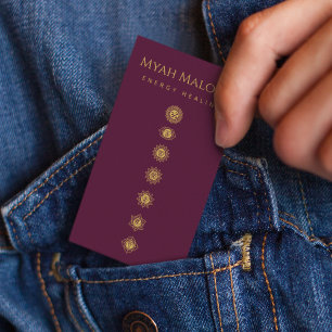 burgundy & Gold Chakra Energy Healer  Business Card