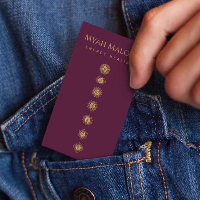 burgundy & Gold Chakra Energy Healer  Business Card (Creator Uploaded)