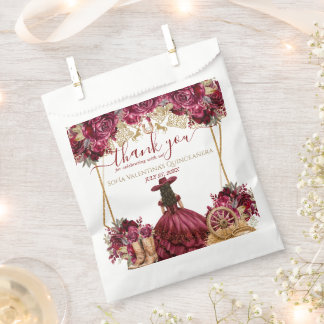 Burgundy Gold Charra Quinceanera Cowboy Boots Favour Bags