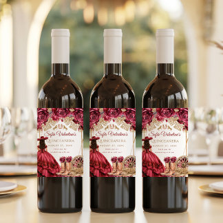 Burgundy Gold Charra Quinceanera Cowboy Boots Wine Label