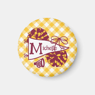 Burgundy Gold Cheer Pennant Personalised Locker Magnet
