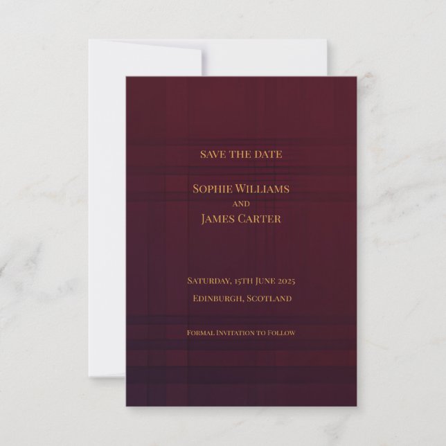 Burgundy Gold Classic Elegant Wedding Save The Dat Date (Front)