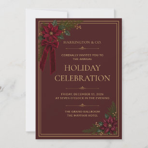 Burgundy Gold Corporate Holiday Party Invitation