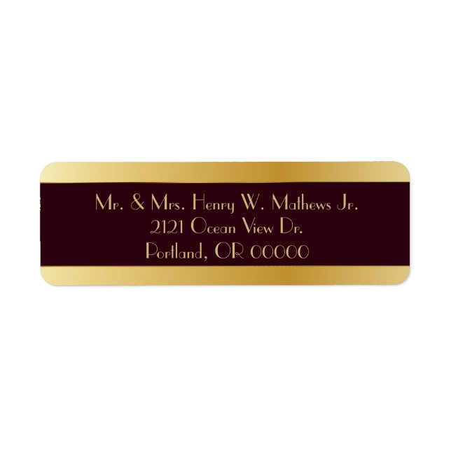 Burgundy & Gold Custom Return Address Labels (Front)