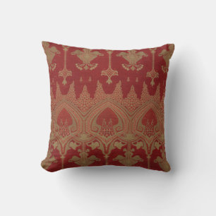 Burgundy Gold Damask Vintage Elegant Brocade Cushion
