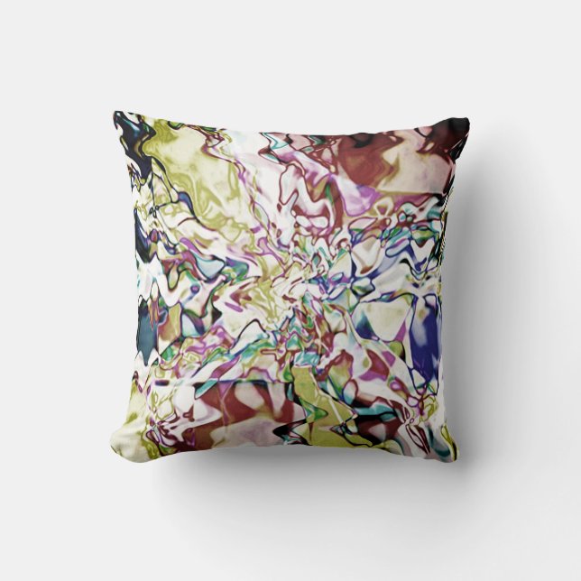Burgundy Gold Dark Blue Floral Painterly Abstract Cushion (Front)