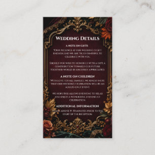 Burgundy & Gold Dark Romance Wedding Enclosure Card