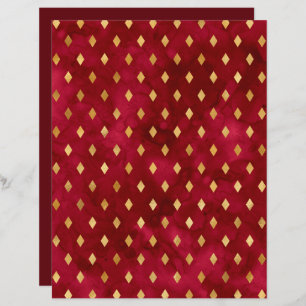 Burgundy Gold Diamond Pattern Scrapbook Paper