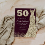 Burgundy & Gold Dress 50th Birthday Party  Invitation<br><div class="desc">Burgundy & Gold Dress 50th Birthday Party Invitation

Variations to the invitation and matching items in our store</div>