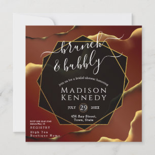 🤵 Burgundy Gold Elegant Inky Abstract Wedding Invitation