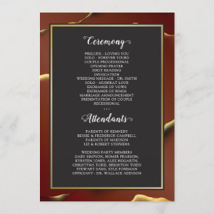 🤵 Burgundy Gold Elegant Inky Abstract Wedding   Programme