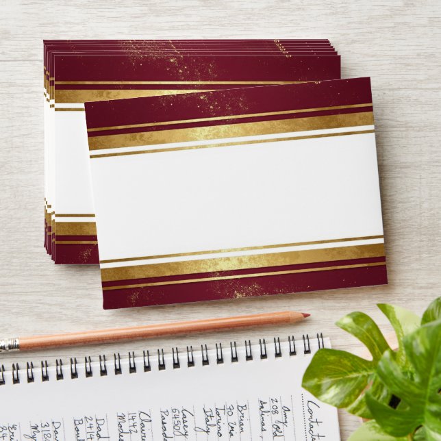 Burgundy Gold Elegant Modern Chic Wedding Envelope (Stacked)