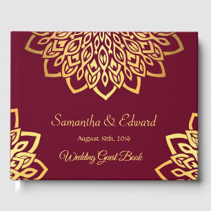Burgundy Gold Elegant Wedding Guest Book