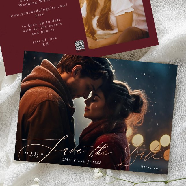 Burgundy & Gold Fall Calligraphy Wedding Photo (Creator Uploaded)