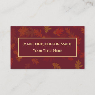 Burgundy Gold Fall Leaves Trees Nature Calm Business Card